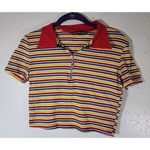 Rock Rose Couture Womens Multi Color Tight Cropped  Sz Small Shirt Short